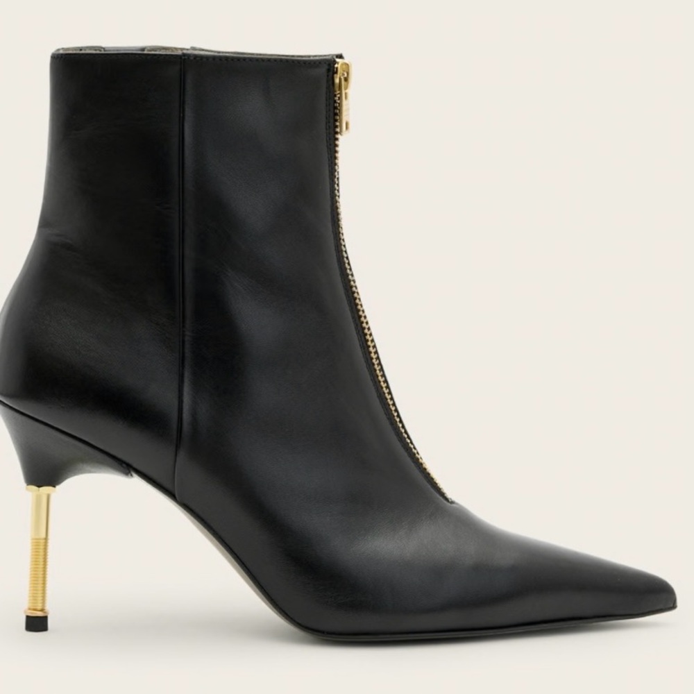 AllSaints Natasha Pointed Zip Up Leather Boots